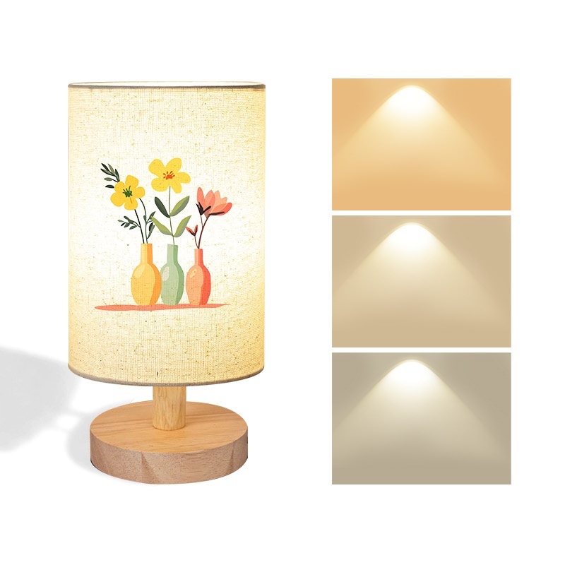 亚麻布USB台灯三色光 