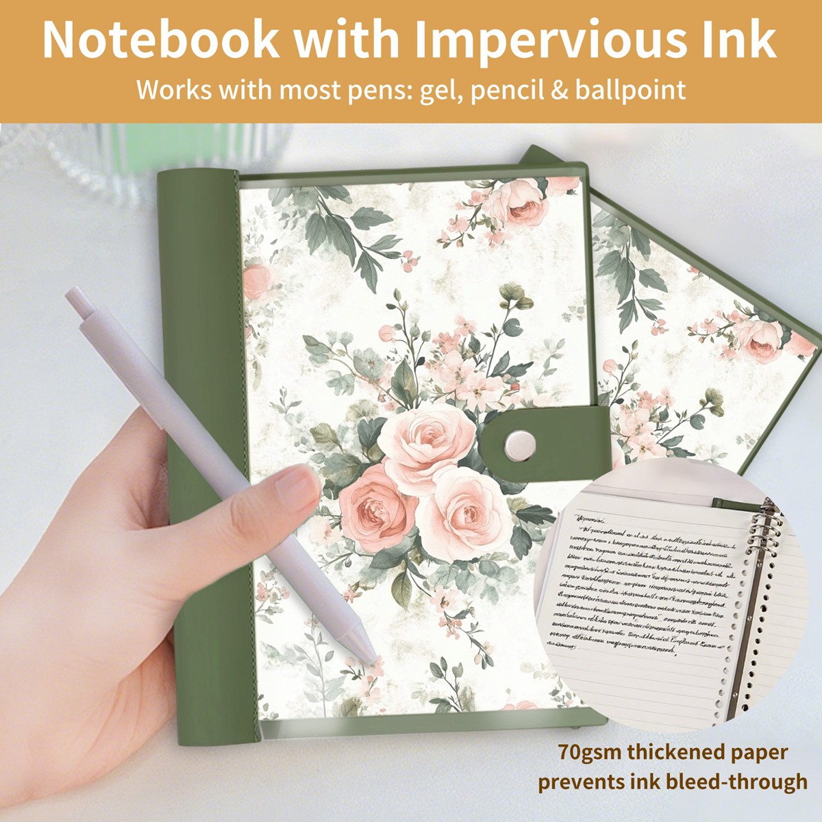 金属活扣PU软皮横线笔记本